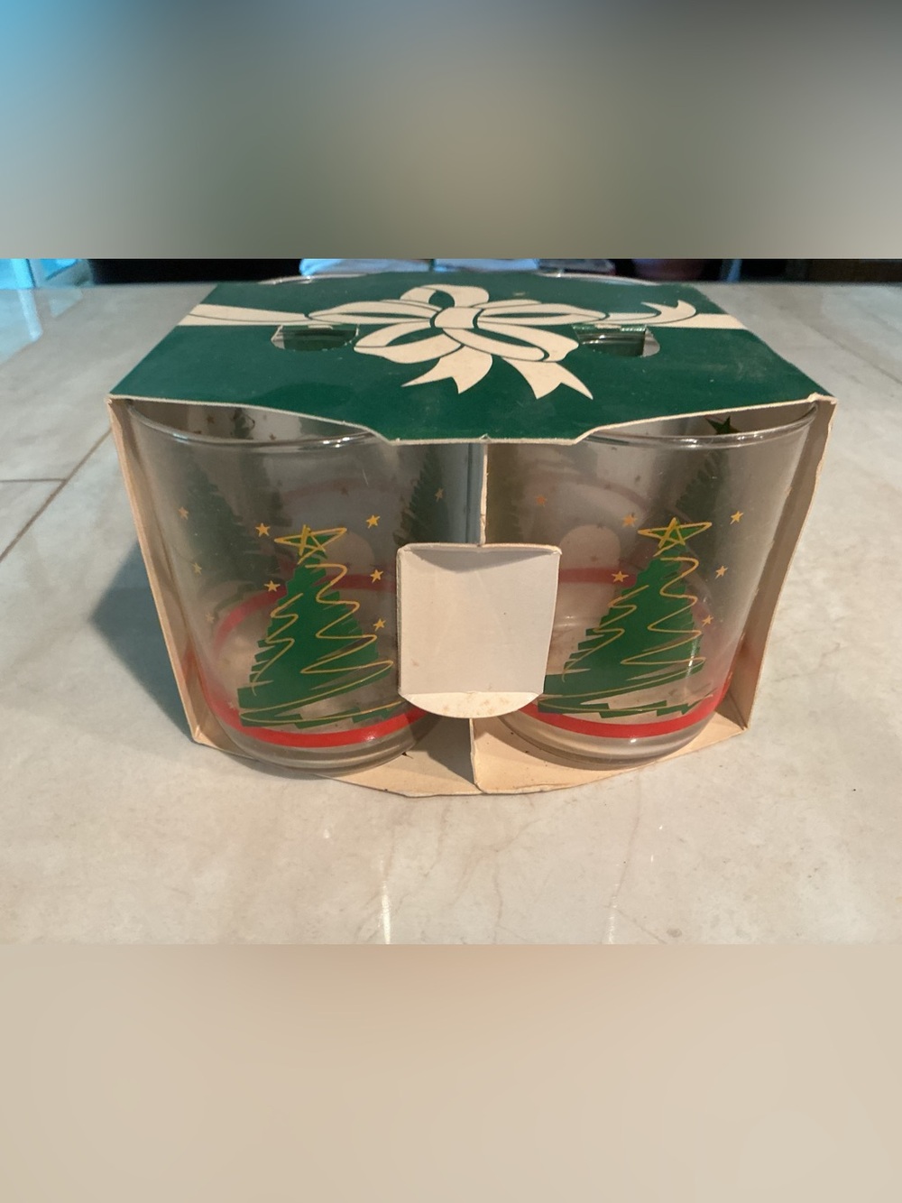 Libbey Green Christmas Tree Holiday Glasses (Set of 4)